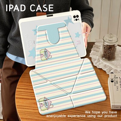 【3+Y折旋转】适用于vivopad6pro保护套5pro全包13.2防摔12.1寸亚克力pad3条纹房子iqoopad5pro笔槽se平板壳