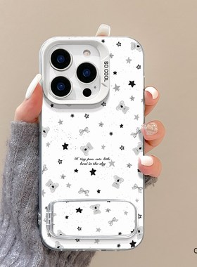 适用于opporeno15手机壳Reno14pro小熊星星新款13pro镜子支架RENO12磨砂彩银remo11PRO+防摔10por全包9/8女6