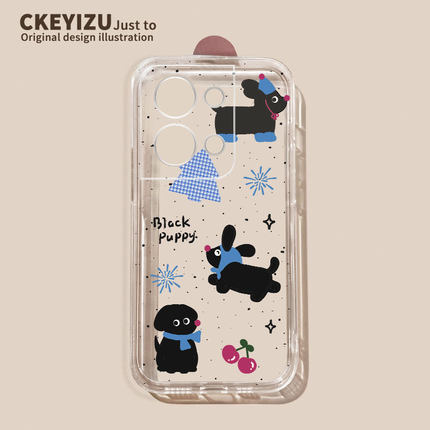 墨点腊肠小狗适用opporeno12手机壳女款高级感reno11透明reno10全包pro+超薄rrno9/8/7软硅胶reno6防摔reno5