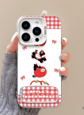 适用于iqooneo9手机壳可爱小马新款neo8pro镜子支架IQOONEO7磨砂彩银iq00neo6se防摔支点5SE全包爱酷neo3女vi