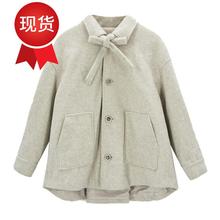 宽松中长款 绑带B毛呢外套女版 学生小个子呢子大衣潮 2018冬季 新款