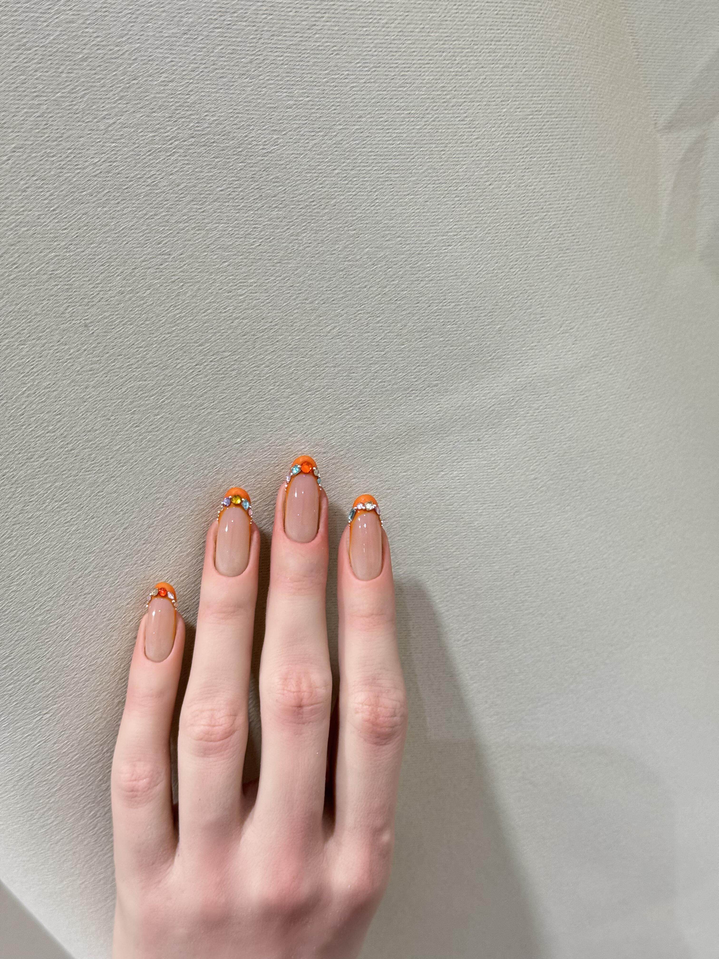 特别的橙色纯手工穿戴甲秋冬爆闪彩钻红色法式美甲气质感甲片显白,彩妆/香水/美妆工具,穿戴甲/甲片,淘宝优惠券,粉丝福利购,淘宝优惠卷