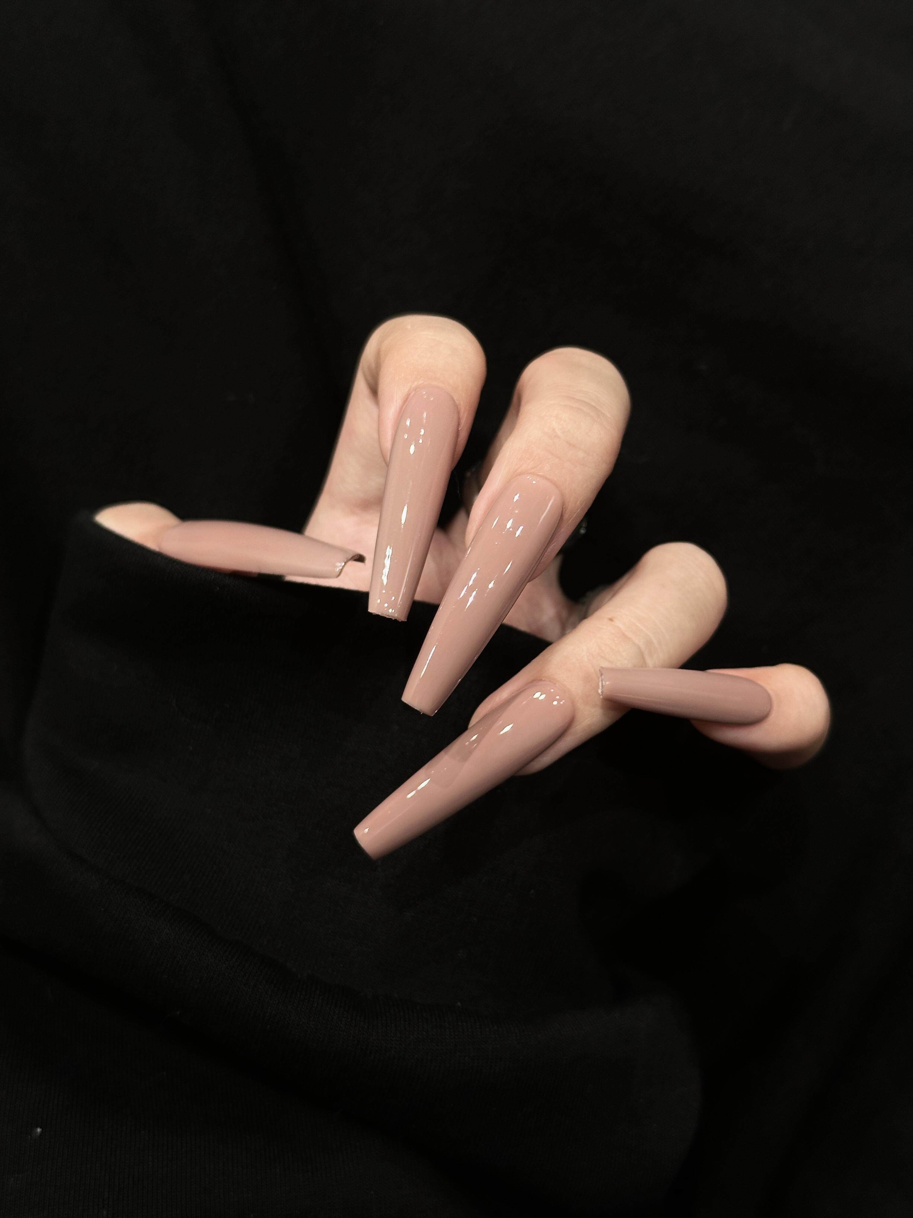 手工裸色长款穿戴甲2025年新款高级感显白纯色成品假指甲贴片长款,彩妆/香水/美妆工具,穿戴甲/甲片,淘宝优惠券,粉丝福利购,淘宝优惠卷