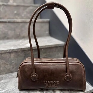 现货韩国正品代购margesherwood包包新款牛皮法棍包时尚波士顿包