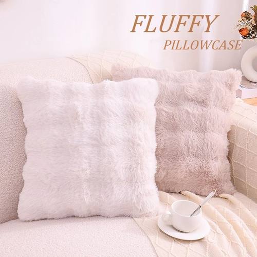 Olanly Ultra Soft Throw Pillow Cases For Sofa Decor Faux Rab