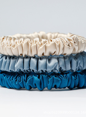 22姆米真丝大肠发圈女小号章小姐桑蚕丝发绳不留痕黑色头绳无痕