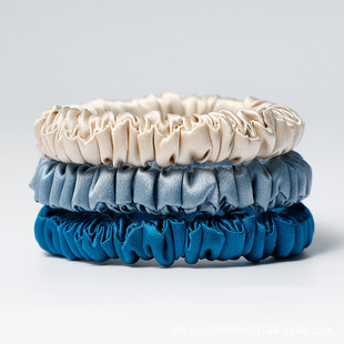 22姆米真丝大肠发圈女小号章小姐桑蚕丝发绳不留痕黑色头绳无痕