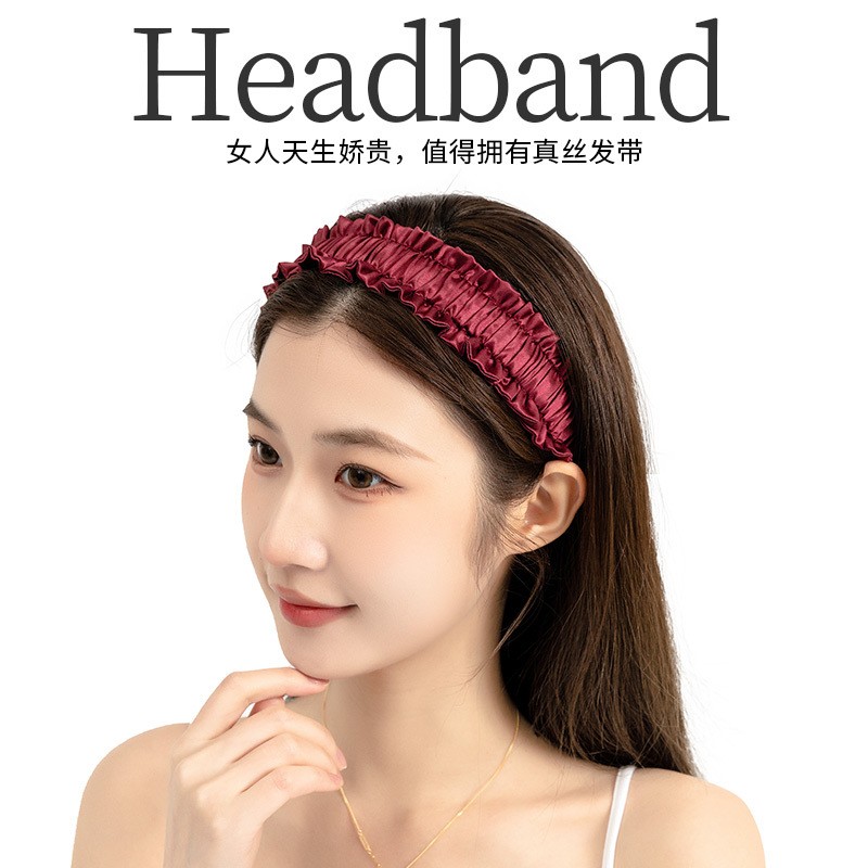 22姆米真丝发带大肠发圈桑蚕真丝气质洗脸束发带真丝发带化妆面膜_虎窝淘