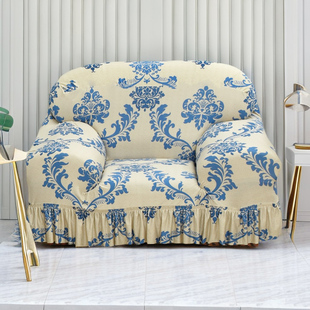 全包万能通用型宽扶手老式 裙摆款 大单人位套罩 单人沙发套罩 欧式