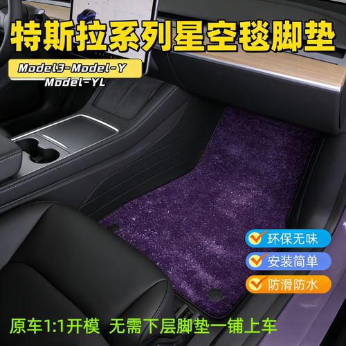 特斯拉model3焕新版26款modelY专用脚垫地毯平铺星空毯满天星脚垫