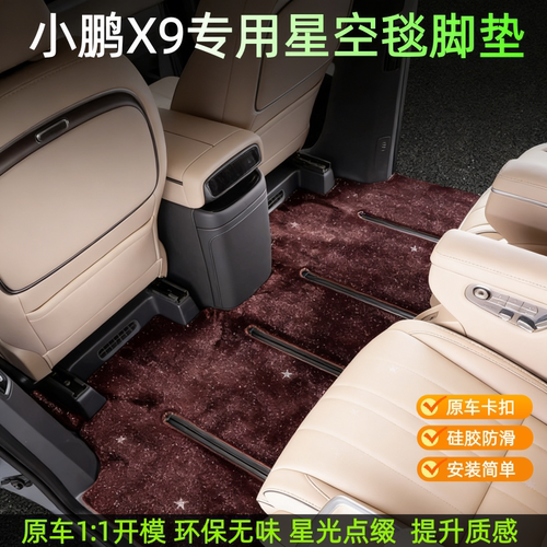 小鹏X9专用汽车脚垫地毯式星空毯
