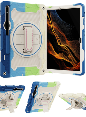 适用2024三星Galaxy Tab S10+保护套带笔槽防摔12.4英寸平板电脑SM-X820/X826B全包边软壳硅胶手持托支架挂绳