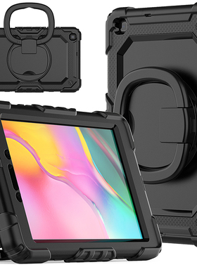 适用于三星Tab A 8.0 2019保护套防摔平板电脑8英寸SM-T290/T295/C全包边软壳硅胶360旋转横竖支架手环挂肩绳