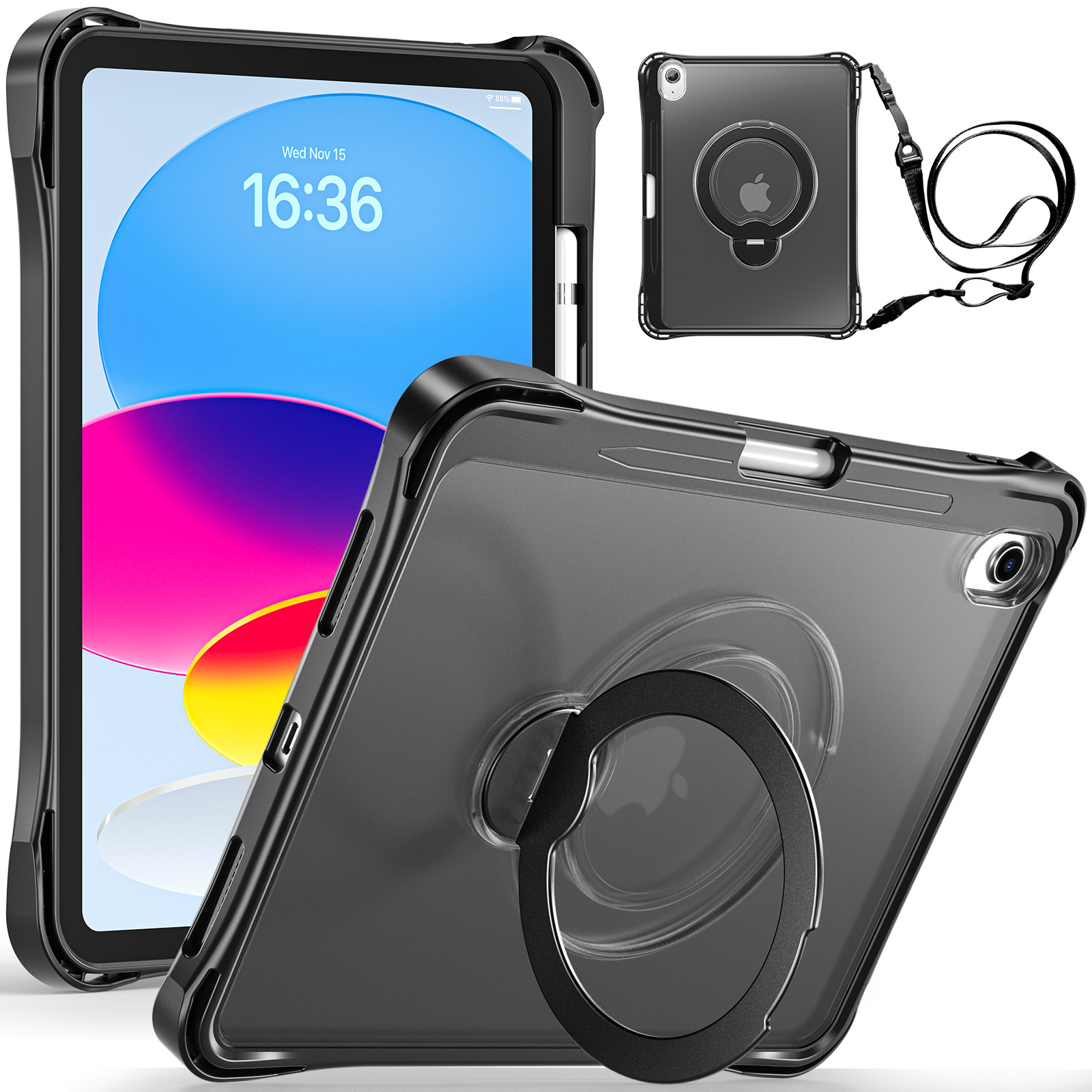 适用2025苹果iPad10/11代A16保护套带笔槽防摔Air8/7/6防弯第12平板Pro11全包边软壳硅胶旋转金属支架4手环5