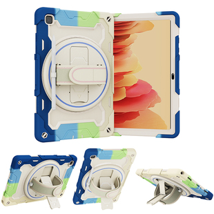 适用于三星Galaxy Tab A7保护套手持手托平板电脑10.4英寸SM-T500/T505C全包边软壳硅胶防摔旋转支架挂肩背绳