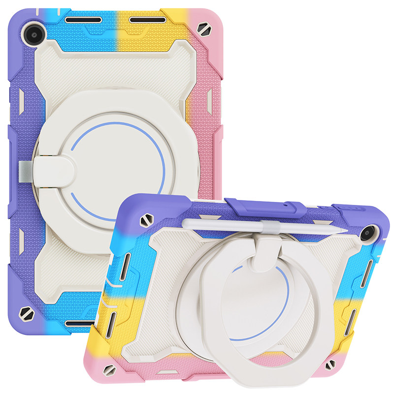 适用华为擎云C5z 10.4英寸保护套防摔C5e平板BVE-W10/W09全包边软壳AGS5Z硅胶360旋转横竖支架手环挂肩绳AL00