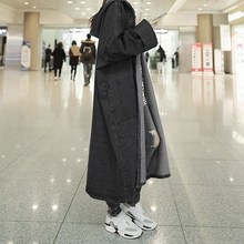 BF风中长款 过膝大衣连帽宽松牛仔外套男女情侣装 秋装 促销 新款