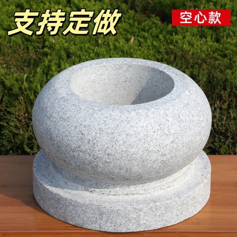 方形石雕石头石柱顶石柱子柱墩青石底座柱础石雕实心柱基空心庭院 - 实物图