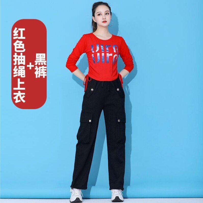 新款秋季新广场舞服装新款运动休闲套装长袖上衣女跳舞裤子宽松跳