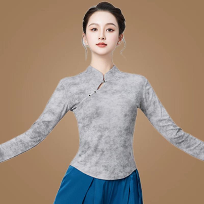 特价古典舞蹈服装秋季新款中国风立领跳舞衣服广场舞t恤时尚表演