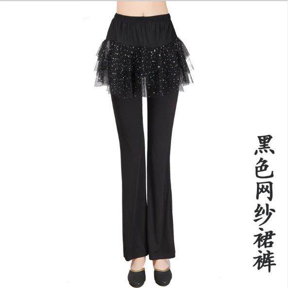 特价新款中老年广场舞服装裙裤大码网纱亮片跳舞裤子女团体舞蹈裤