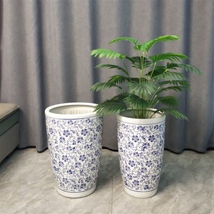 仿古陶瓷客厅P家用落地室外大花. 优选风青花瓷特大号陶瓷花盆个性