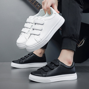 粘贴搭扣防水运动小白鞋 潮男韩版 魔术贴懒人简约休闲板鞋 2026春季