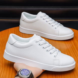 薄款 小白鞋 透气潮流百搭男士 皮面板鞋 子 港风男鞋 纯色潮鞋 2026新款