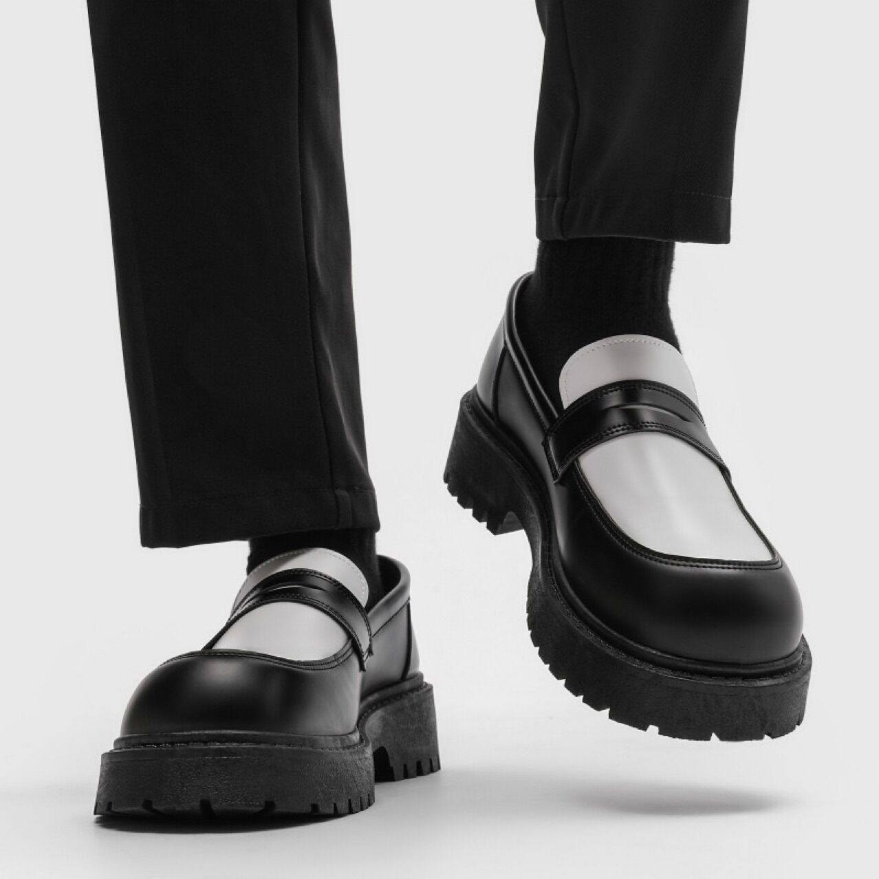 乐福鞋男秋季英伦厚底一脚蹬豆豆鞋黑色百搭时尚休闲大头皮鞋男款,流行男鞋,休闲皮鞋,淘宝优惠券,粉丝福利购,淘宝优惠卷