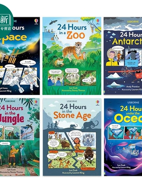 探险的24小时系列6册 24 Hours in 南极Antarctica 丛林Jungle 石器时代Stone Age 海底 英文原版科普绘本漫画书 又日新