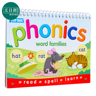 Phonics cvc英语自然拼读卡片 Word 里奥船长 phonics教材小学英文音标台历翻翻卡教具 Families Flipover