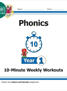 预售 英国CGP KS1 English 10-Minute Weekly Workouts: Phonics - Year 1 又日新