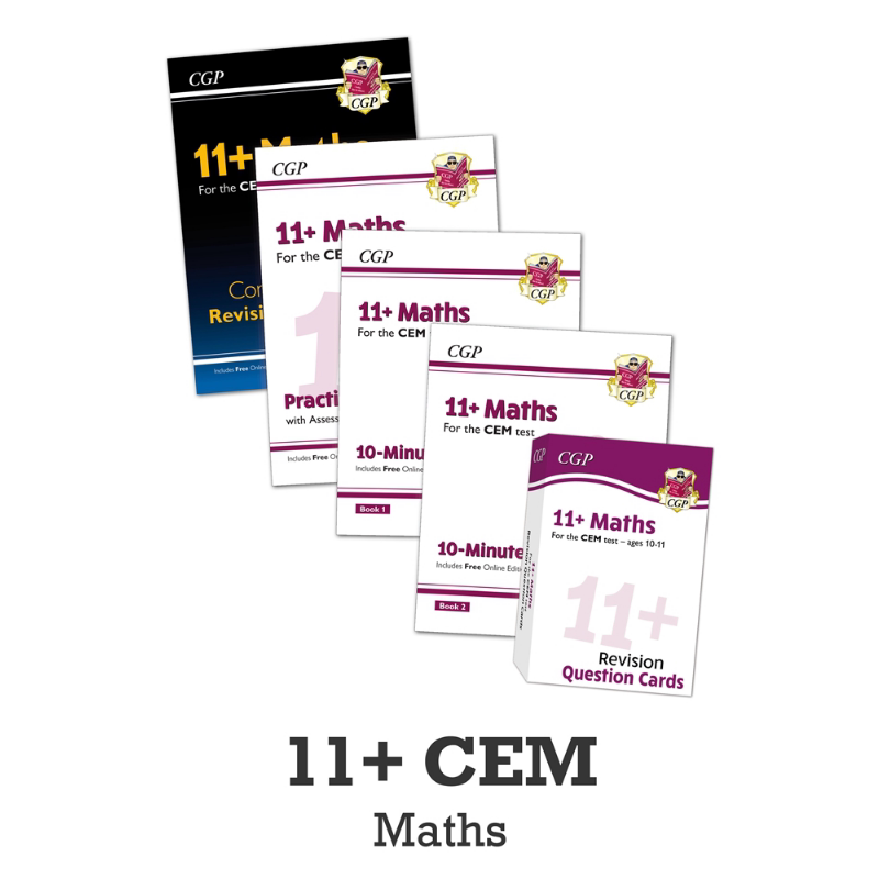 预售 英国CGP原版 11+ CEM Maths Study Practice Bundle 小学3-6年级数学自学备考 练习测试套装5册 10-11岁 含电子版