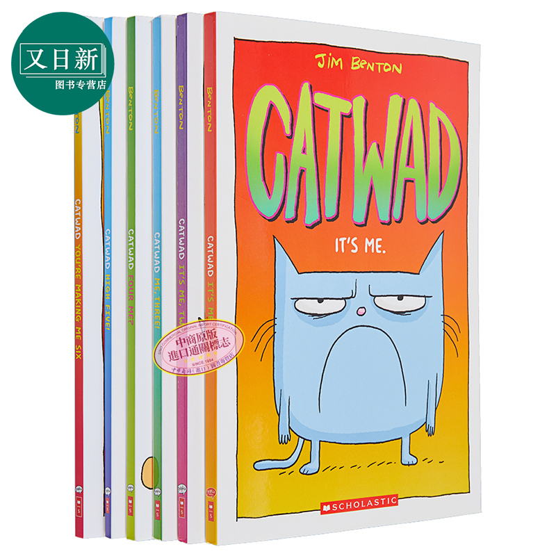 鬼马喜猫系列6册套装 Catwad #1-6 蓝猫凯特瓦德合集 英文原版进口图书 爆笑英文全彩漫画图像小说 儿童英语桥梁书 8-12岁