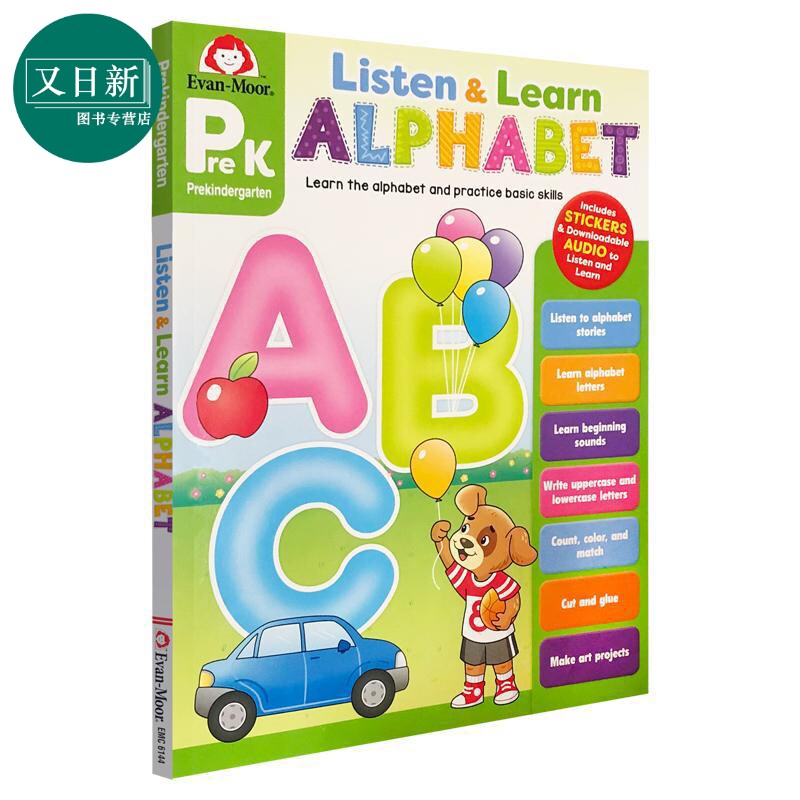Listen and Learn Alphabet Grade PreK 听故事学英语系列 字母表 启蒙阶段 Evan-Moor 美国英文原版活动练习册 又日新
