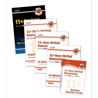 英国CGP原版 11+ CEM Non-Verbal Reasoning Bundle 小学非语言推理学练5册套装 全英私立中学入学考试 10-11岁 又日新