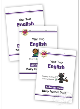 英国CGP教材 New KS1 English Daily Practice Book 每日英语练习套装 2年级 单词+标点+语法+篇章阅读 6-7岁