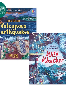 Usborne Look Inside 尤斯伯恩看里面 纸板书绘本2册套装 火山地震Volcanoes Earthquakes 恶劣天气Wild Weather 又日新