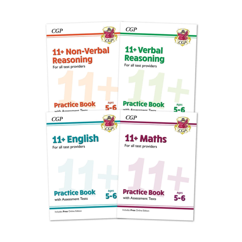 英国CGP原版测试4册 New 11+ English/Maths/Non-Verbal Reasoning Practice Book & Assessment Tests Ages 5-6 又日新