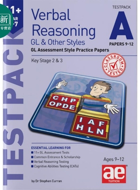 英文11+言语推理五年级GL考试测试套装A练习试卷9-12 Verbal Reasoning Year 5-7 GL Testpack A Practice Papers 又日新