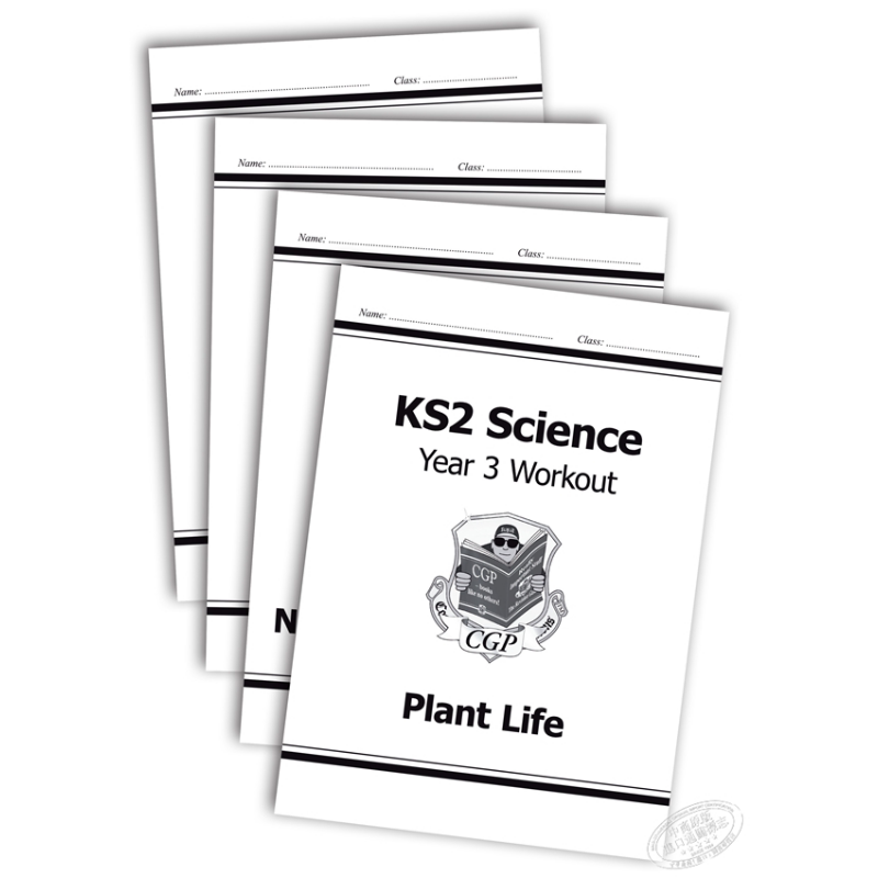 英国CGP教材 KS2 Science Year 3 Workout 科学锻炼包套装4册 小学3年级 植物寿命+营养与身体+石与土+光与力 5-7岁