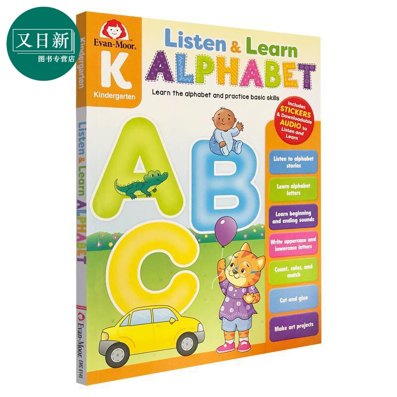 Listen and Learn Alphabet Grade K 听故事学英语系列 字母表 幼儿园阶段 Evan-Moor美国英文原版读写活动练习册 又日新
