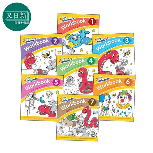 Jolly Phonics Workbooks 1-7 快乐自然拼读练习册7册套装 手写体 英式英语 英语启蒙字母发音学习单词 阅读写作 又日新