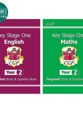 预售 英国原版CGP 小学二年级英语+数学学练书2册 KS1 Maths & English Year 2 Targeted Study & Question Book 又日新