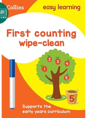 Collins Easy Learning Preschool First Counting Age 3-5 Wipe Clean 柯林斯易学儿童数数启蒙可擦活动手册3-5岁 又日新