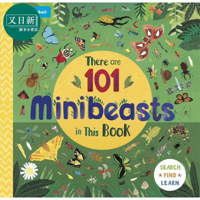 101昆虫在这里There are 101 Minibeasts in This Book英文原版 儿童动物图画书 翻翻纸板书2-6岁 配对游戏活动书 又日新