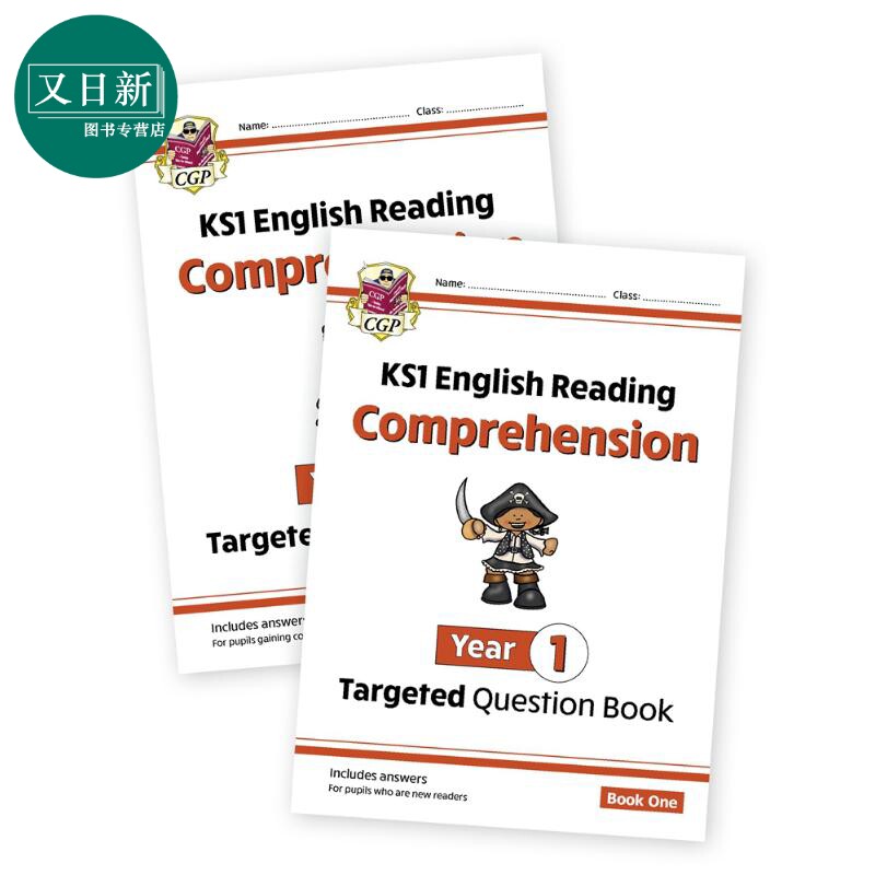英国CGP原版 KS1 English Targeted Question Book Comprehension 小学1年级英语阅读理解练习套装2册 含答案