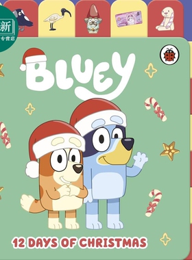 小蓝狗布鲁标签书 Bluey 12 Days of Christmas Tabbed Board Book 英文原版 儿童纸板书 圣诞主题图画书 进口书 又日新