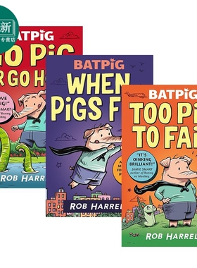 Batpig 英雄猪猪图像小说漫画3册套装 When Pigs Fly Too Pig to Fail Go Pig or Go Home 英文原版 幽默故事书 又日新