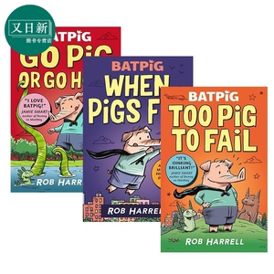 Batpig 英雄猪猪图像小说漫画3册套装 When Pigs Fly Too Pig to Fail Go Pig or Go Home 英文原版 幽默故事书 又日新